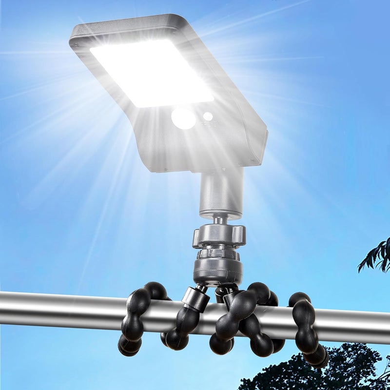 Thumok Solar Fence Lights Outdoor, 60 LEDs Motion Sensor Security Light with Flexible Octopus Tripod, 3 Lighting Modes, Adjustable Angle for Fence Deck Camping Patio (4) - Image 1